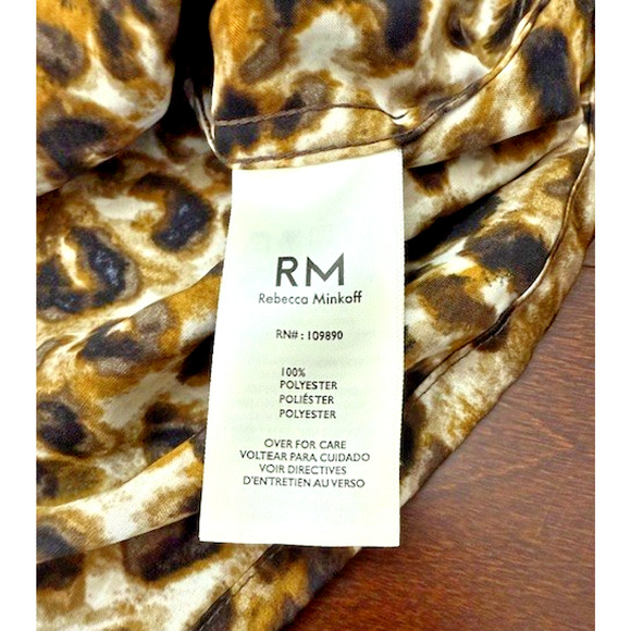 Rebecca Minkoff Blouse Womens 1X Brown Leopard Print Button Up Long Sleeve Top - Picture 8 of 12